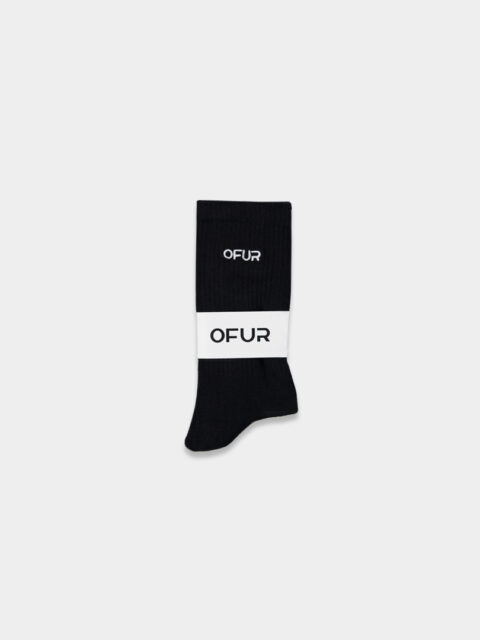 Product photo of the OFUR embroidered socks in black