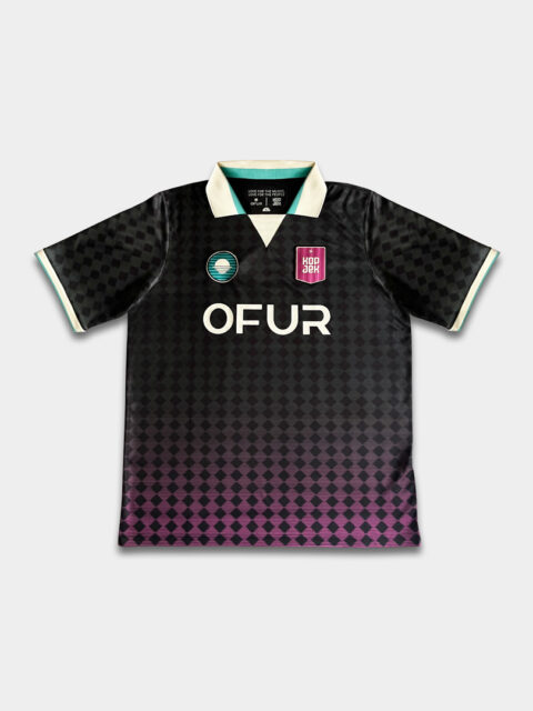 The front of the KOPJEK X OFUR – 15TH ANNIVERSARY FOOTBALL JERSEY