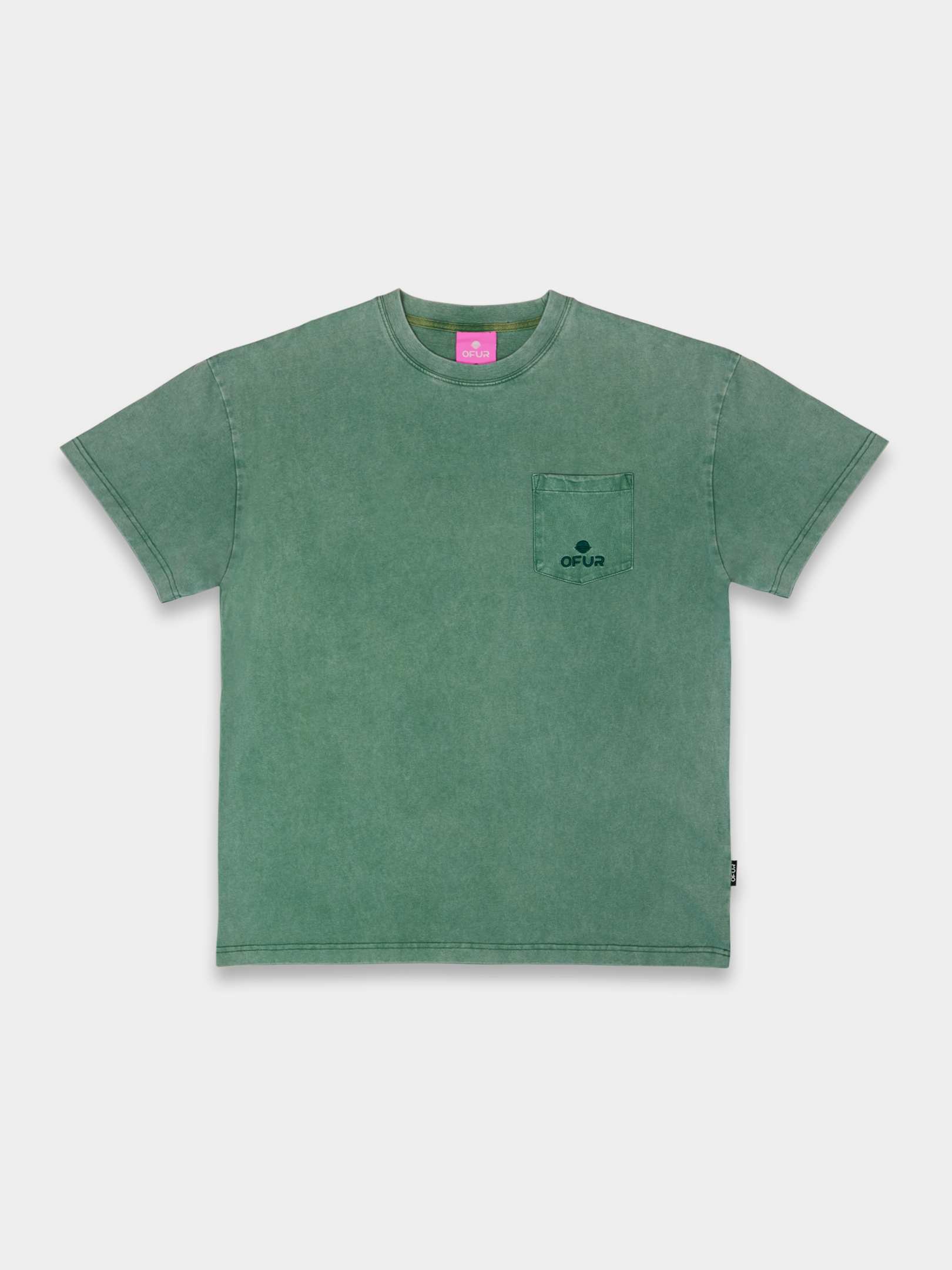 SS25_OFUR_CLASSIC_POCKET_TSHIRT_WASHED_GREEN_FRONT
