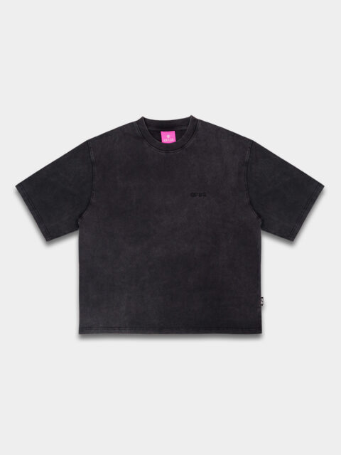 OFUR - Script Cropped T-shirt Vintage Black