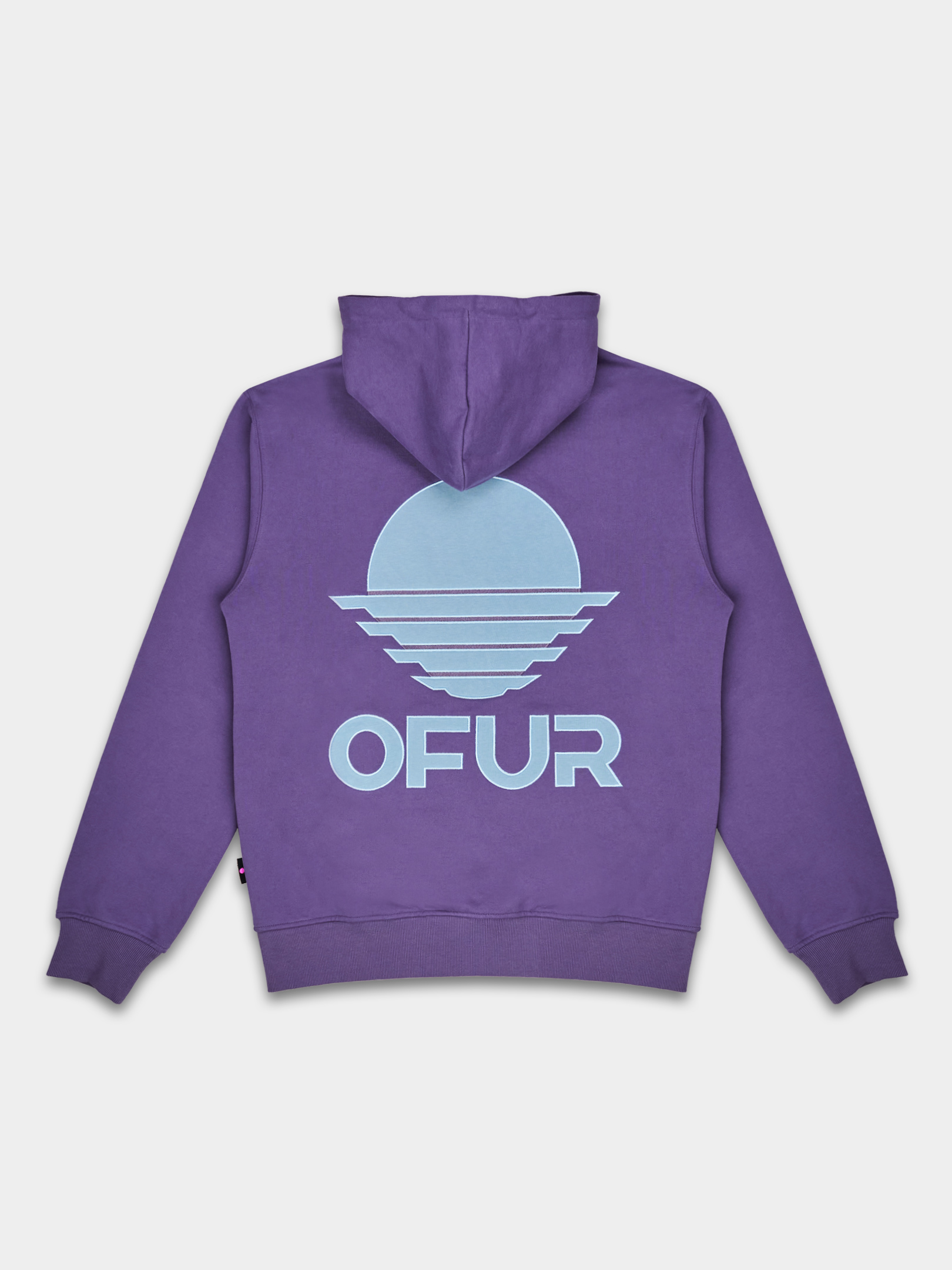 OFUR_FW25_APPLIQUE_RISE_HOODIE_PURPLE_FLATLAY_BACK_1