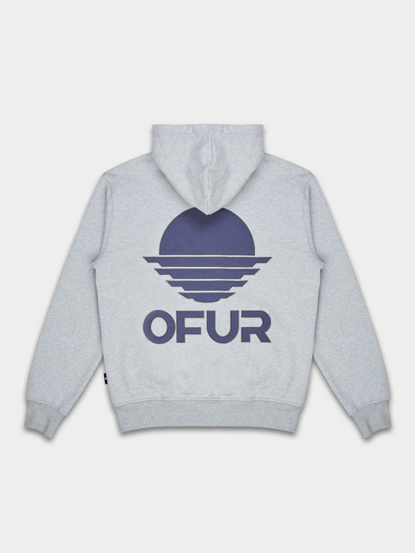 OFUR_FW25_APPLIQUE_RISE_ZIP_HOODIE_GREY_FLATLAY_BACK_1