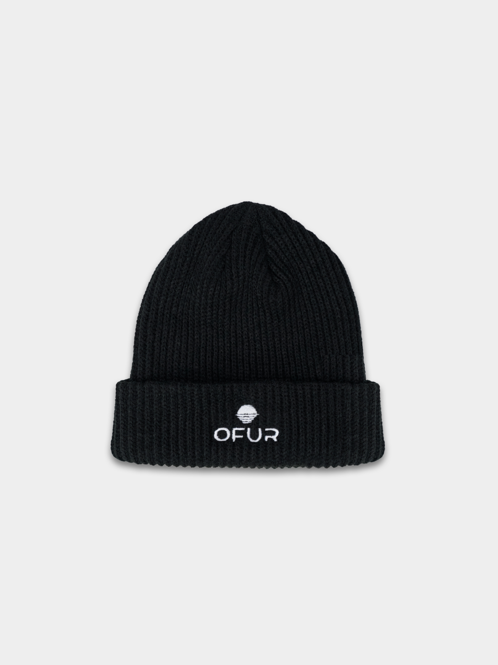 OFUR_FW25_ORIGINAL_BEANIE_BLACK_FLATLAY_FRONT_1