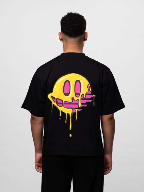 OFUR - Dripping Smiley Cropped T-Shirt Black