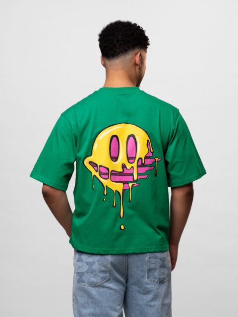 OFUR - Dripping Smiley Cropped T-Shirt Green