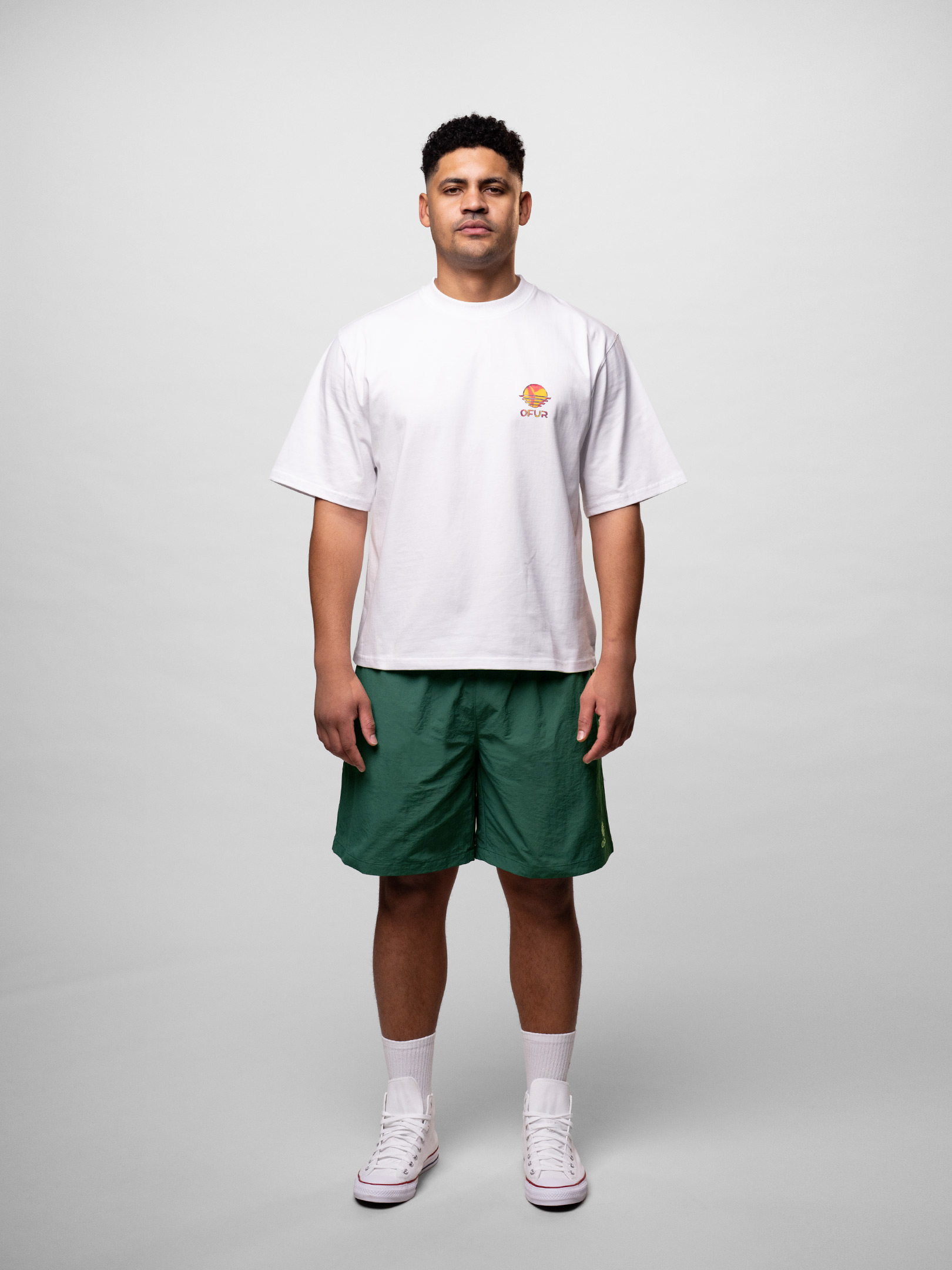 OFUR_SS26_ORIGINAL_SHORTS_GREEN_FULL_BODY_FRONT_1