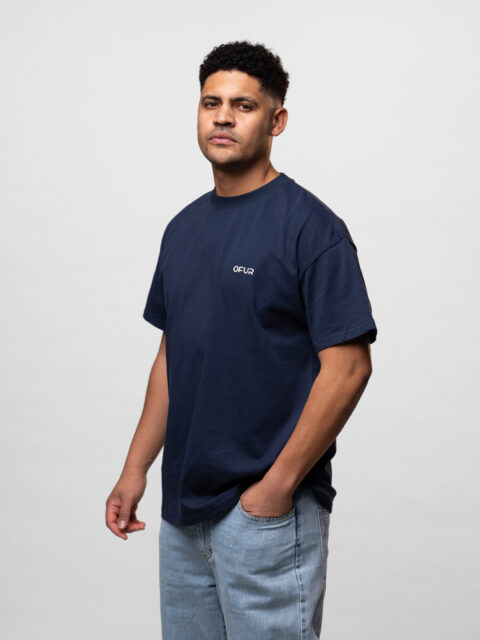 OFUR - Rise Off-White T-Shirt Navy Blue