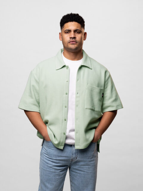 OFUR - Script Waffle Shirt S/S Light Green
