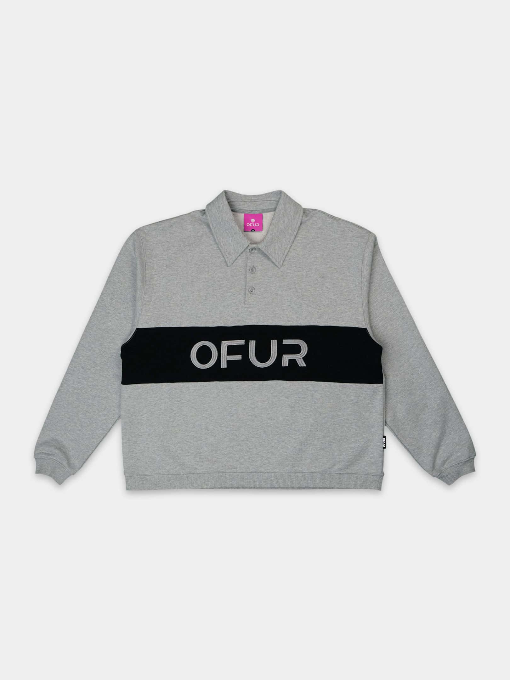 OFUR_FW26_BLACK_BAR_SWEATER_HEATHER_GREY_FLATLAY_FRONT_1