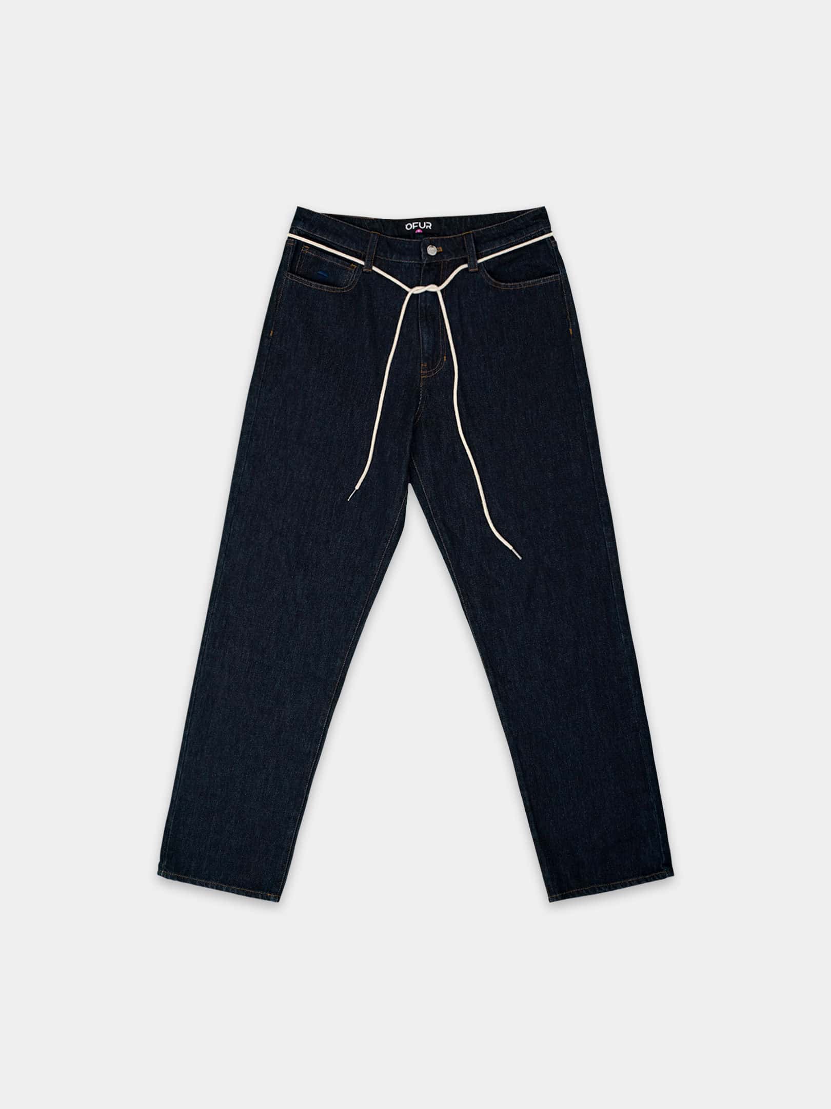 OFUR_FW26_ENDLESS_SUNRISE_JEANS_DARK_BLUE_FLATLAY_FRONT_1