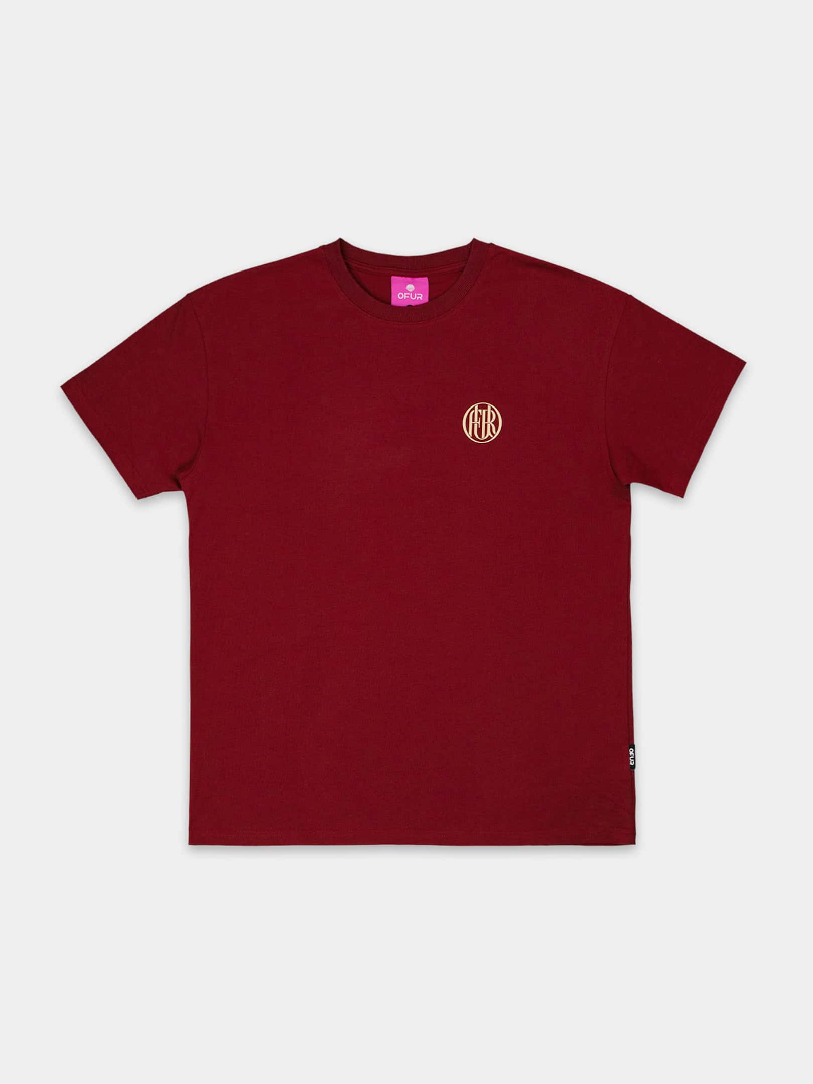 OFUR_FW26_HIDDEN_WITH_MONOGRAM_TSHIRT_BURGUNDY_RED_FLATLAY_FRONT_1