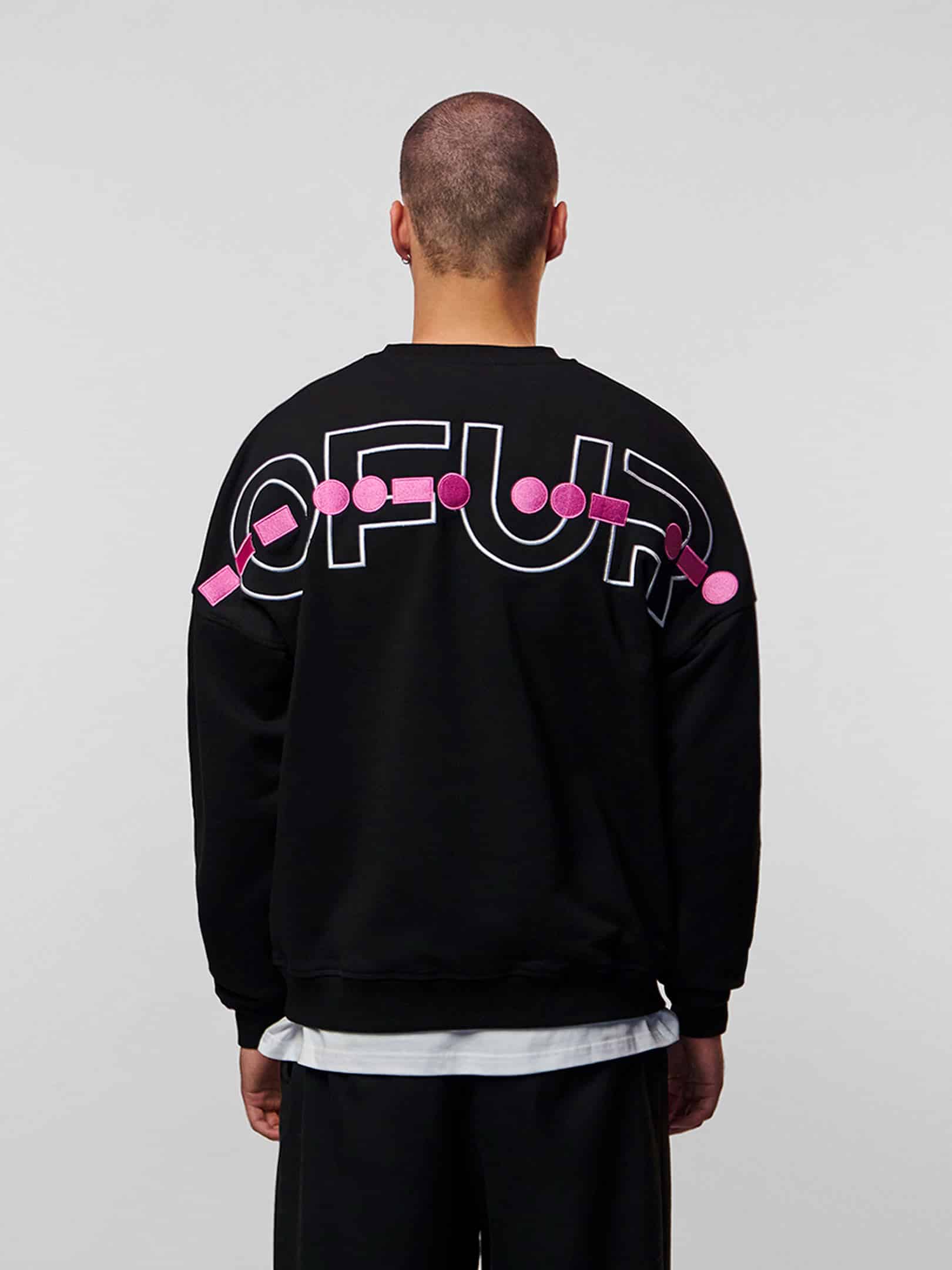 OFUR_FW26_MORSE_CODE_CREWNECK_BLACK_UPPER_BODY_BACK_1