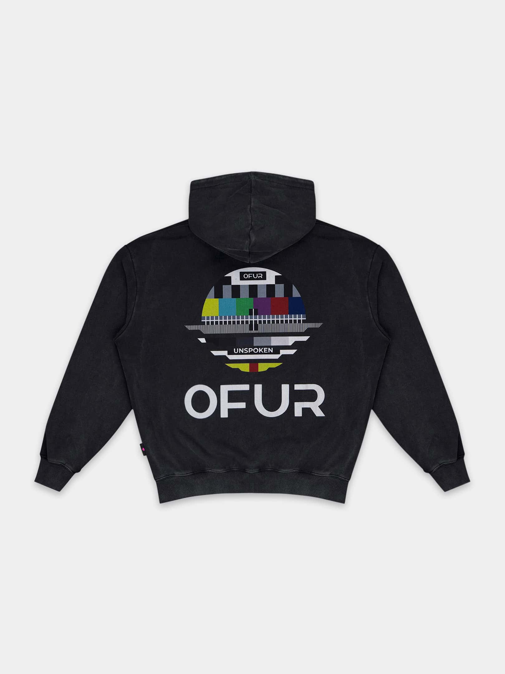 OFUR_FW26_NO_SIGNAL_HOODIE_VINTAGE_BLACK_FLATLAY_BACK_1