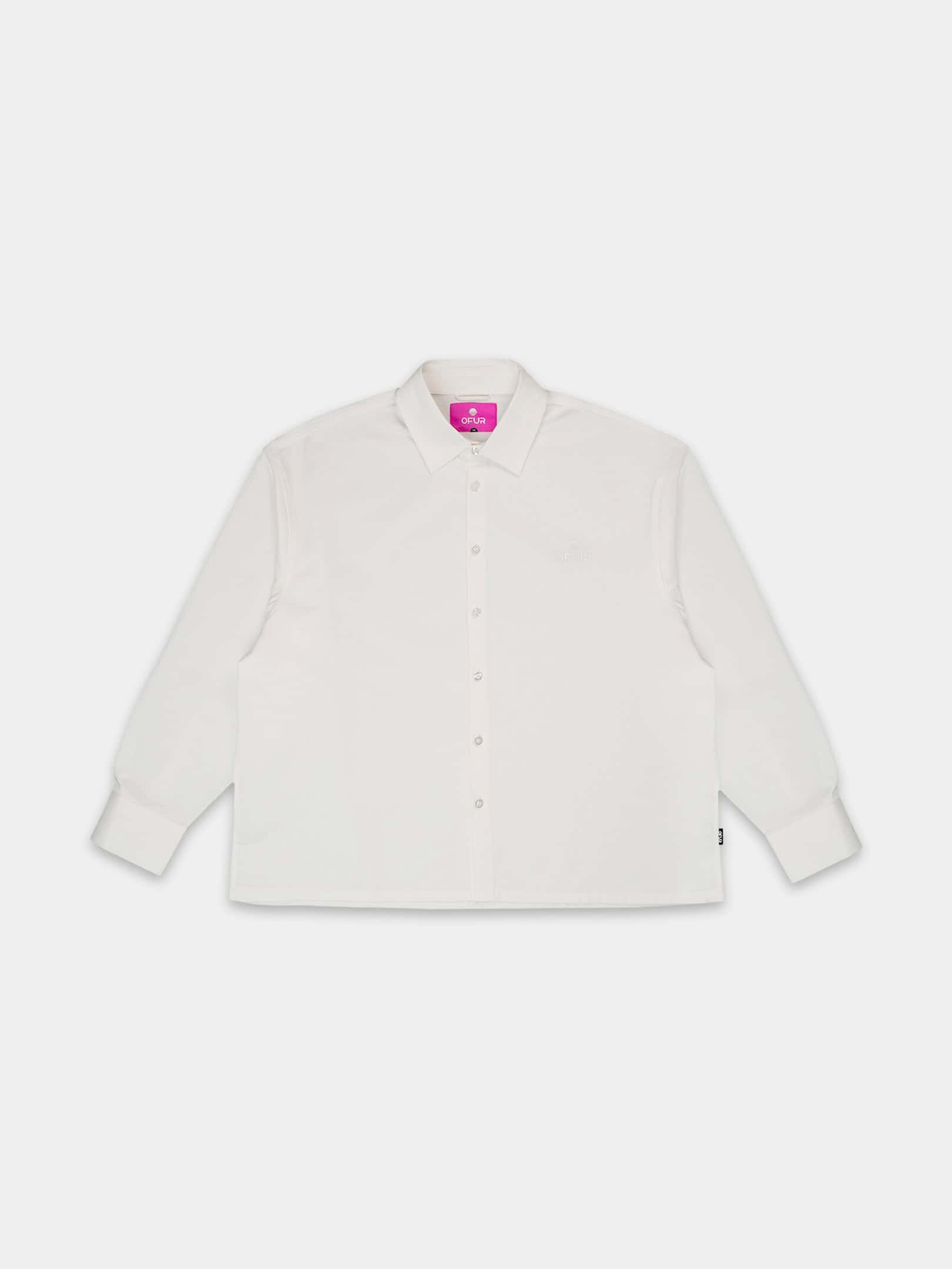 OFUR_FW26_ORIGINAL_SHIRT_LONG_SLEEVE_WHITE_FLATLAY_FRONT_1