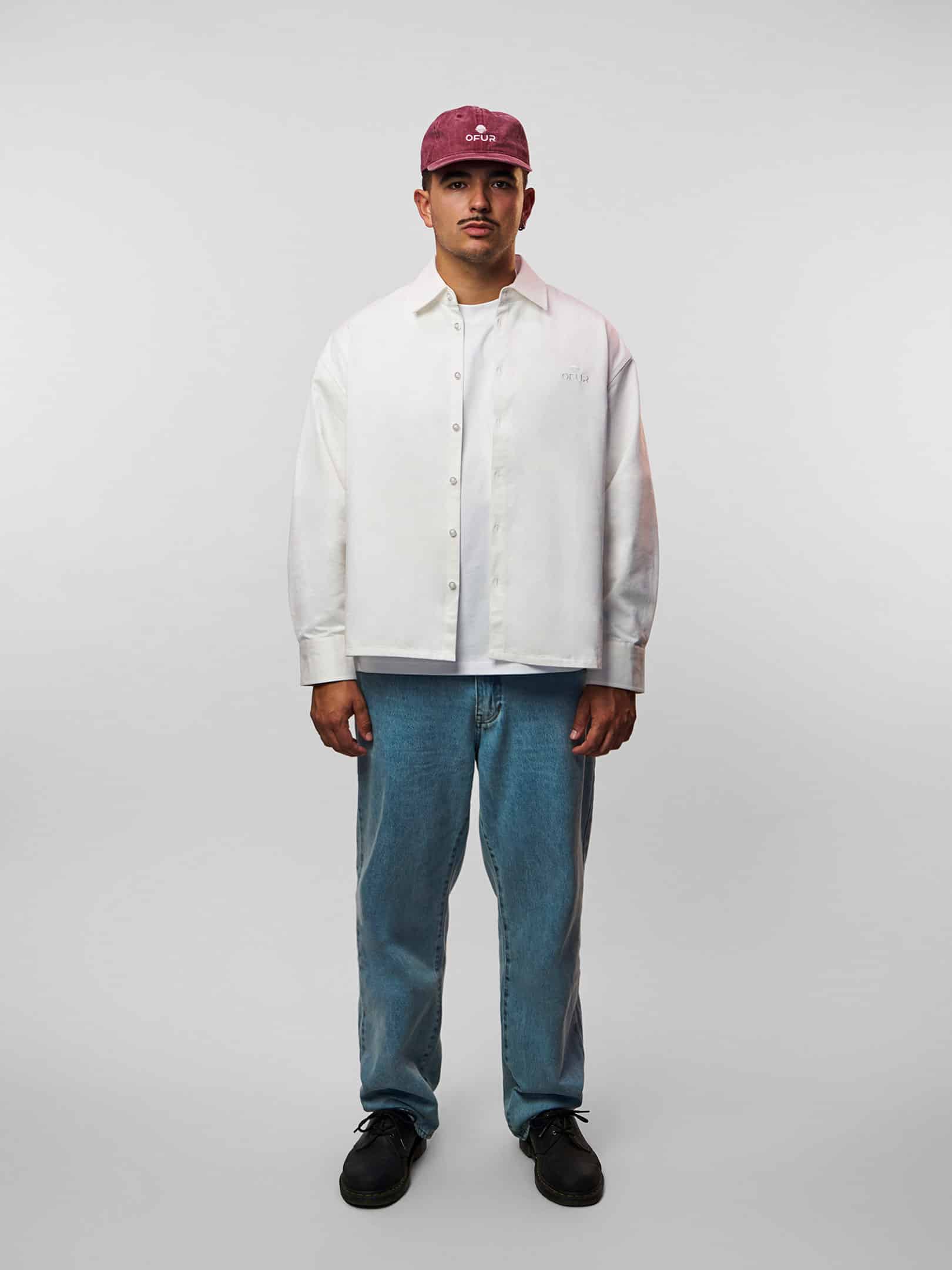 OFUR_FW26_ORIGINAL_SHIRT_LONG_SLEEVE_WHITE_FULL_BODY_FRONT_1