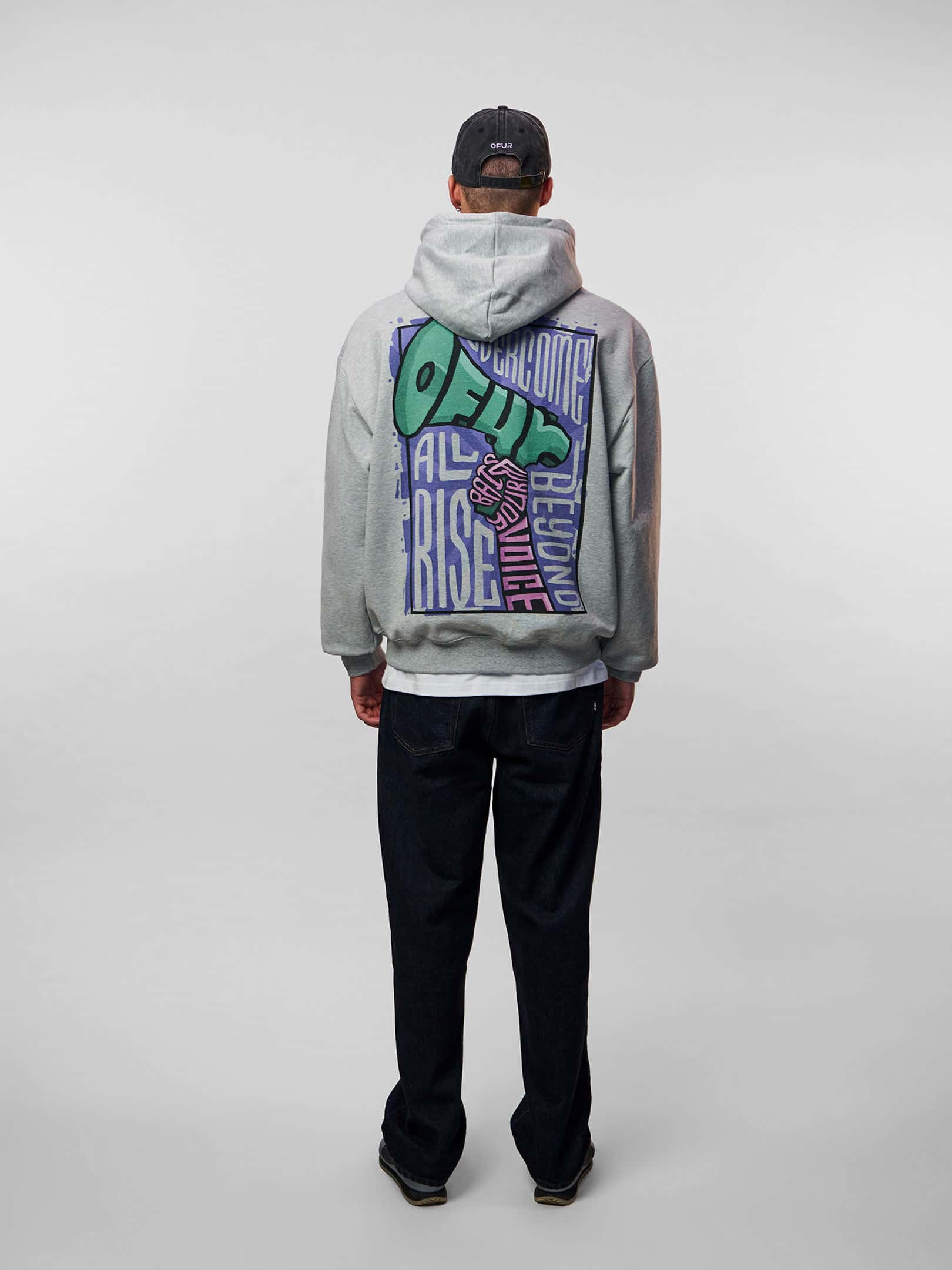 OFUR_FW26_RAISE_YOUR_VOICE_HOODIE_HEATHER_GREY_FULL_BODY_BACK_1
