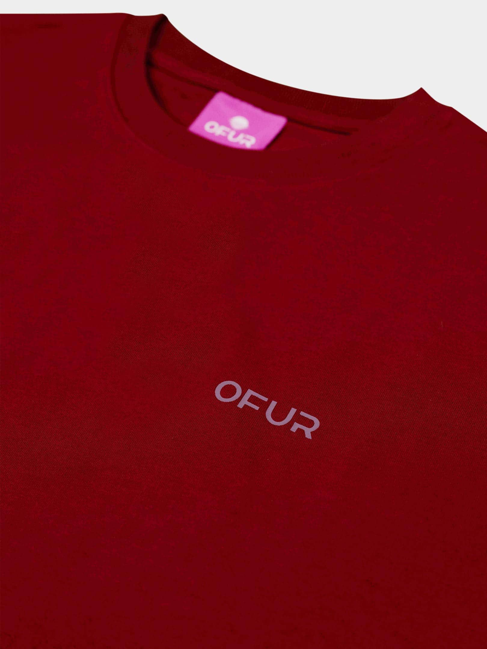 OFUR_FW26_RISE_DUSTY_ROSE_TSHIRT_BURGUNDY_RED_FLATLAY_DETAIL_1