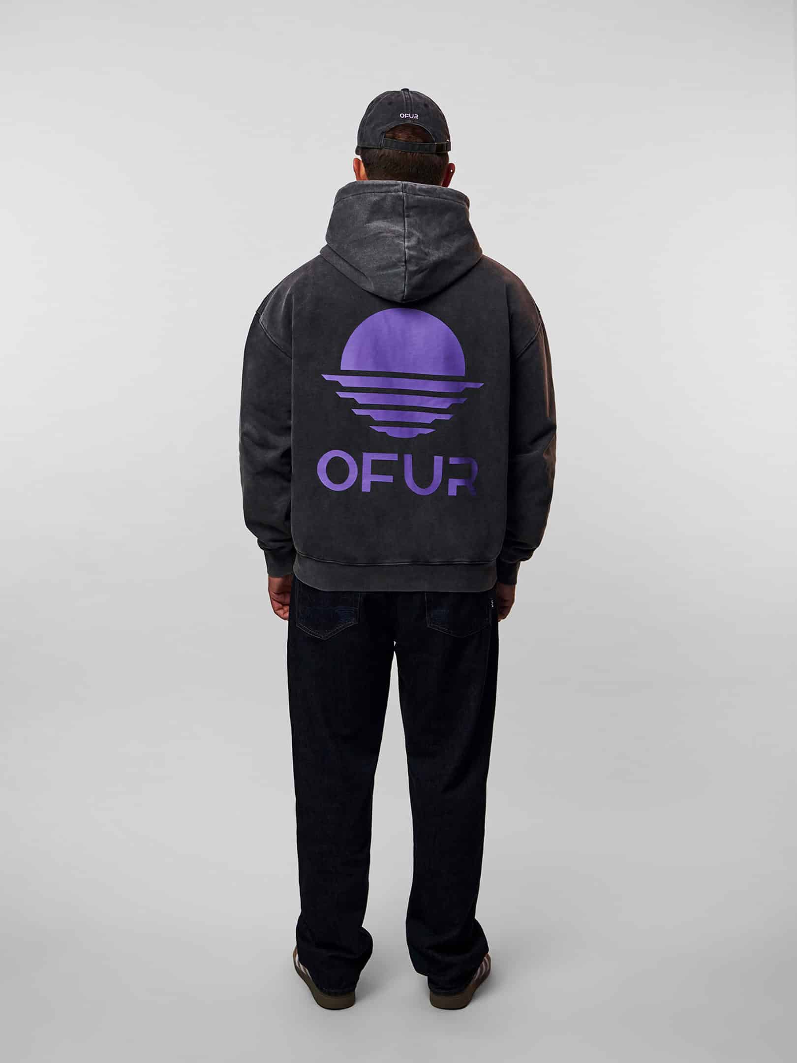 OFUR_FW26_RISE_PURPLE_ZIP_HOODIE_VINTAGE_BLACK_FULL_BODY_BACK_1