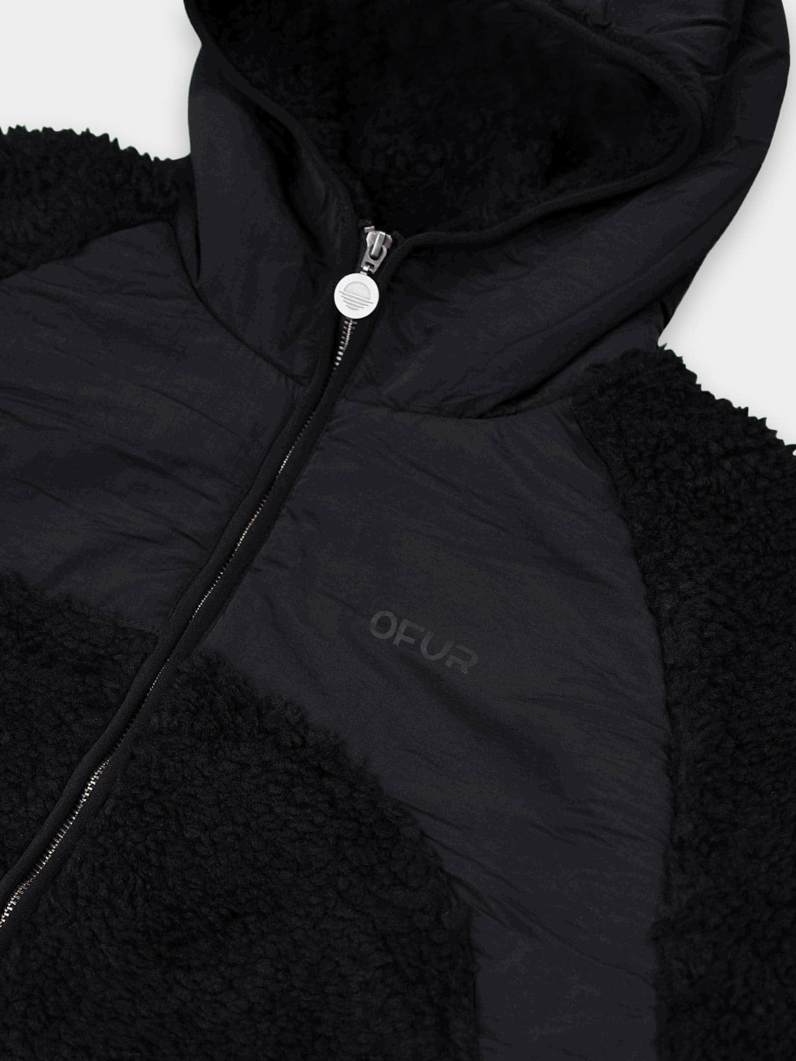 OFUR_FW26_RISING_SHERPA_JACKET_BLACK_FLATLAY_DETAIL_1