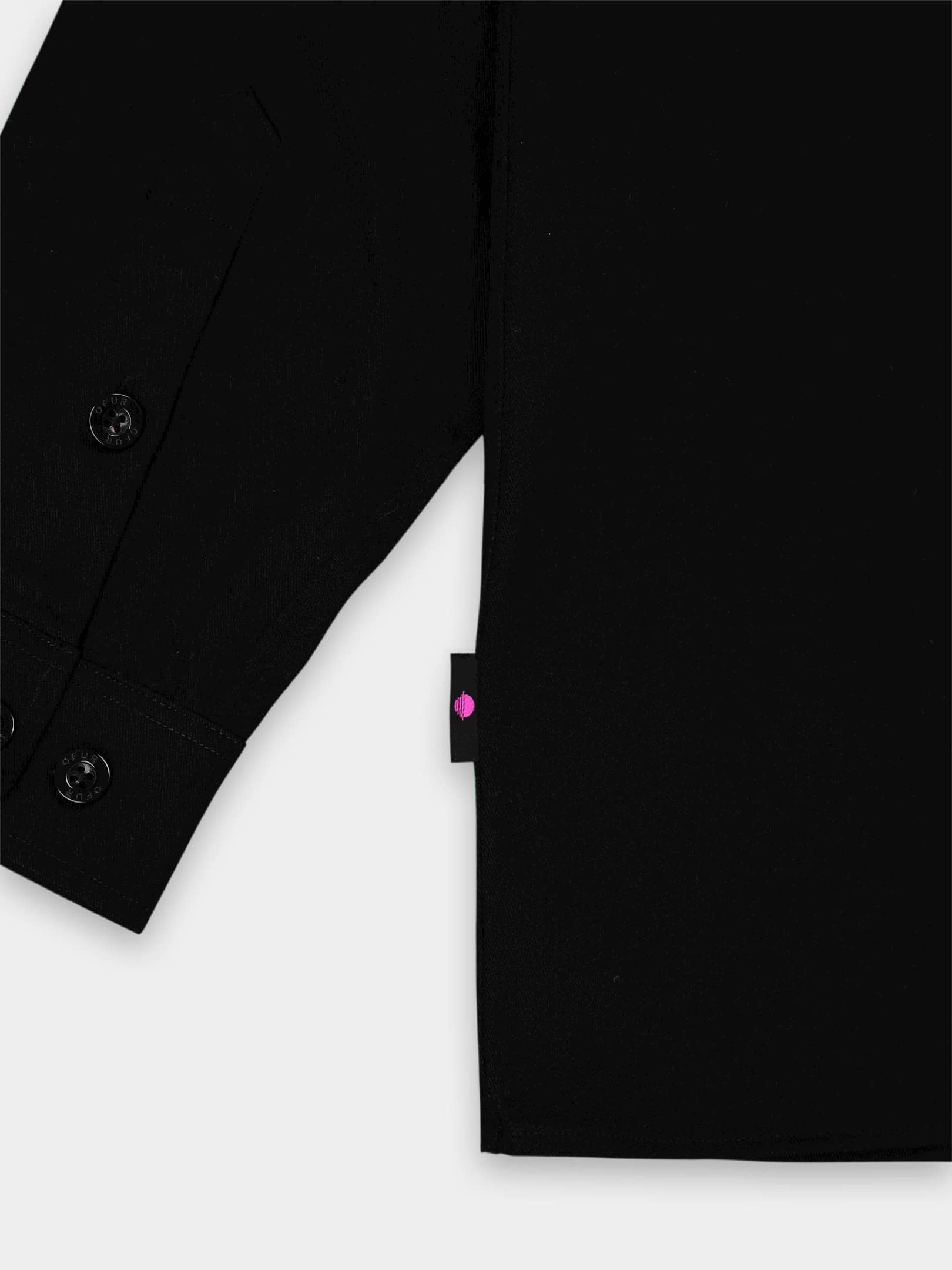 OFUR_FW26_SCRIPT_SHIRT_LONG_SLEEVE_BLACK_FLATLAY_DETAIL_3