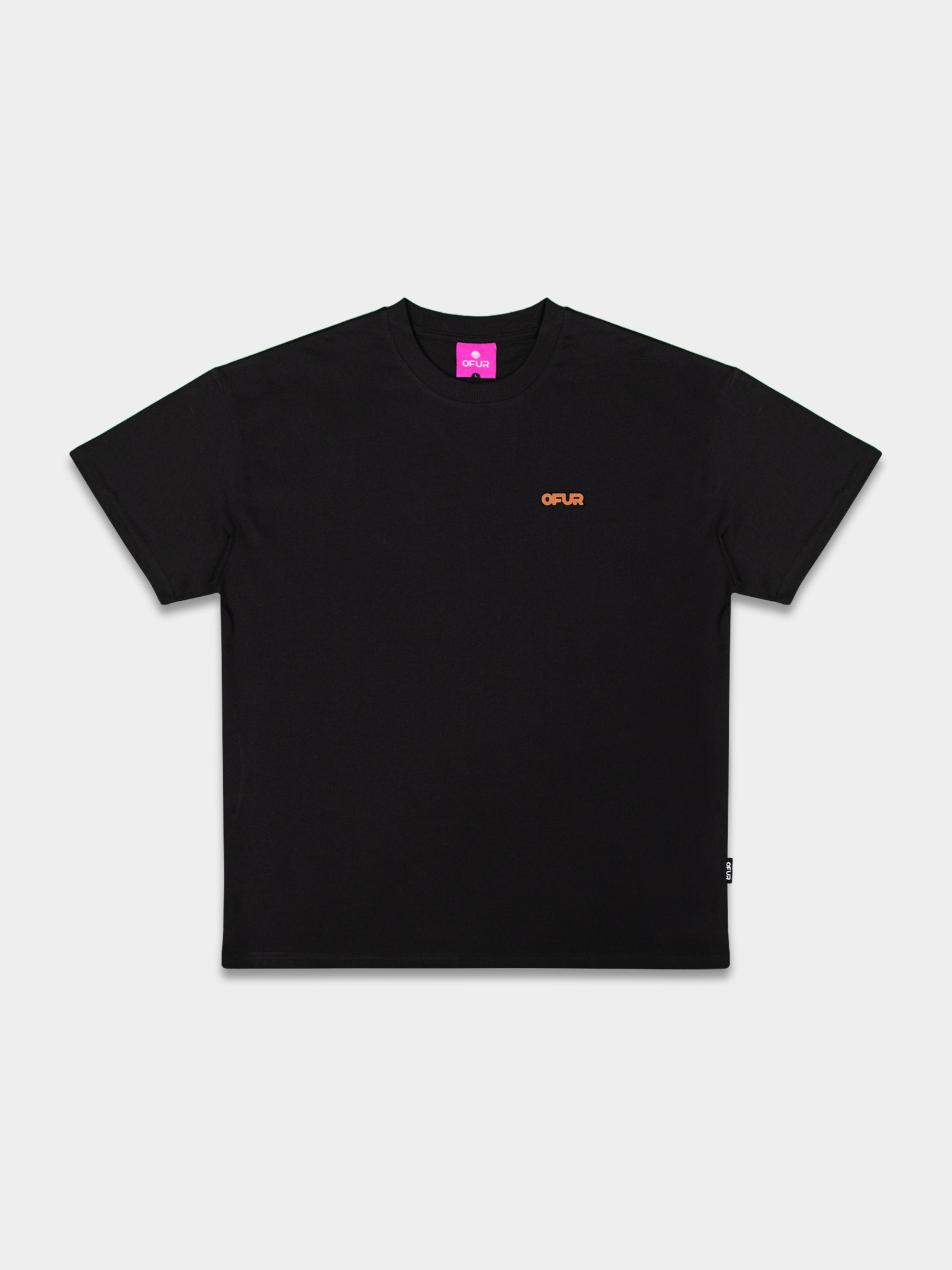 OFUR_SS26_FATNESS_ORANGE_TSHIRT_BLACK_FLATLAY_FRONT_1
