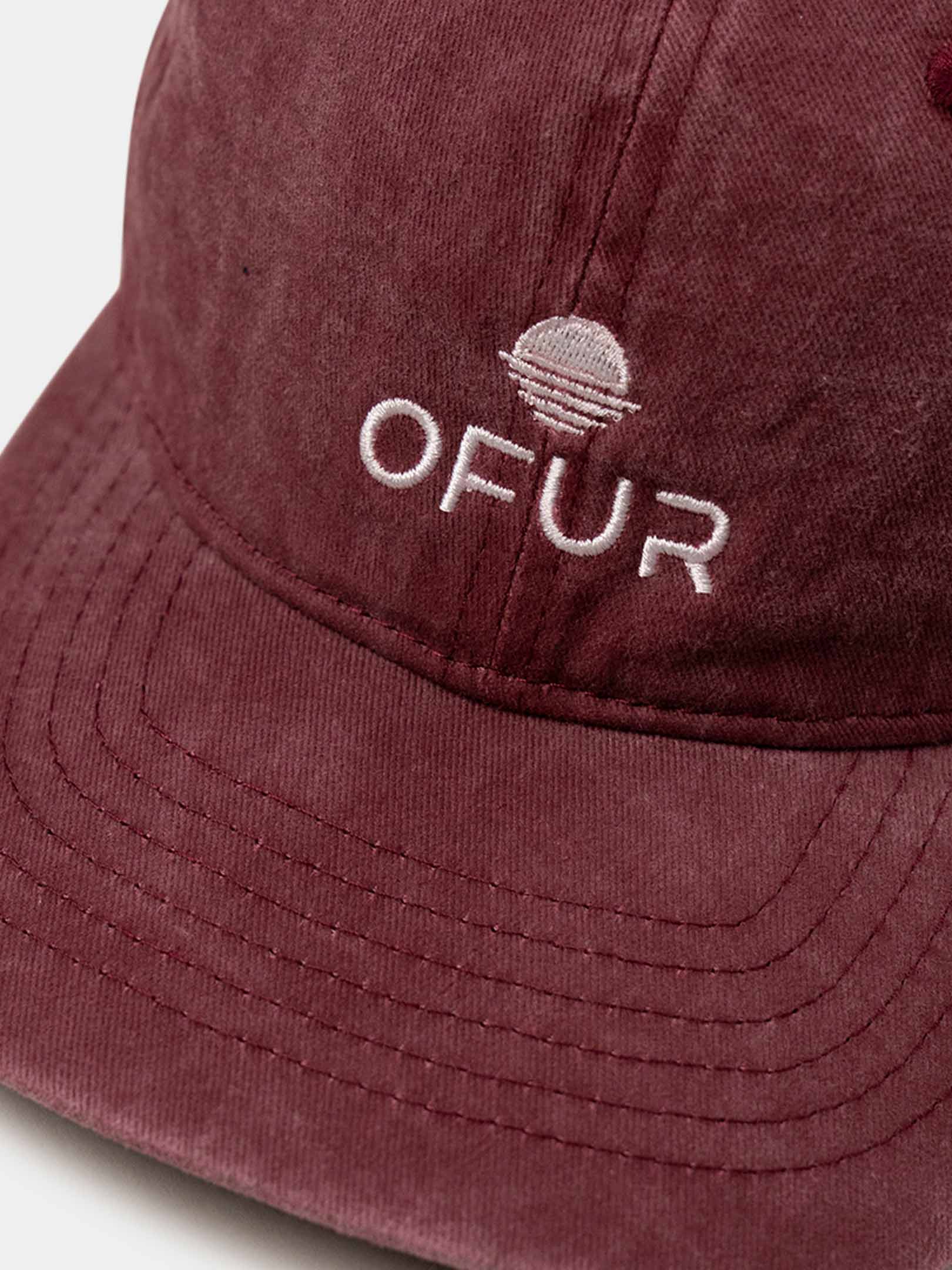 OFUR_FW26_WASHED_6PANEL_CAP_RED_FLATLAY_SIDE_1